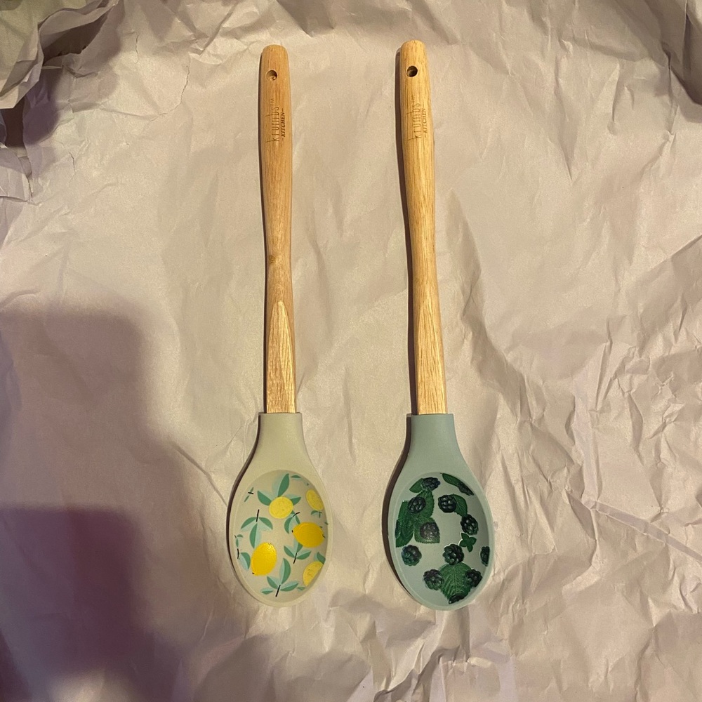 NEW Krumbs Kitchen Collection Wooden Handle Spoons- Lemon
